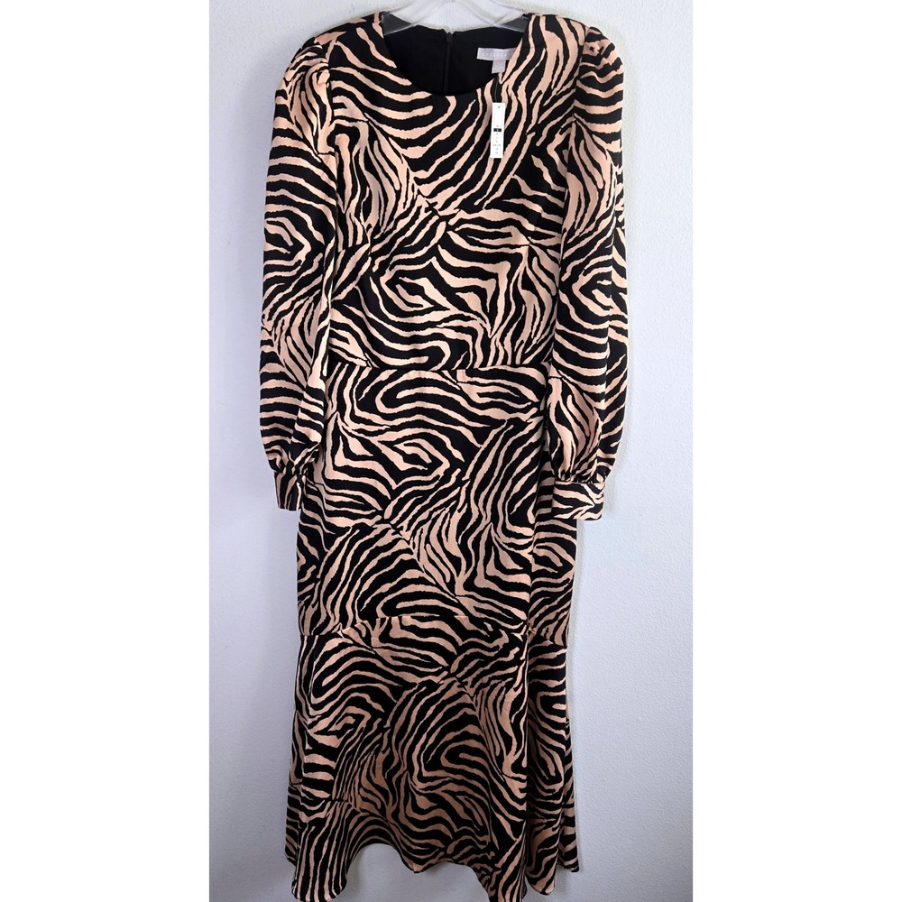 Chelsea28 Zebra Print Maxi Dress Long Sleeve Party Cocktail Dress‎ S Lined